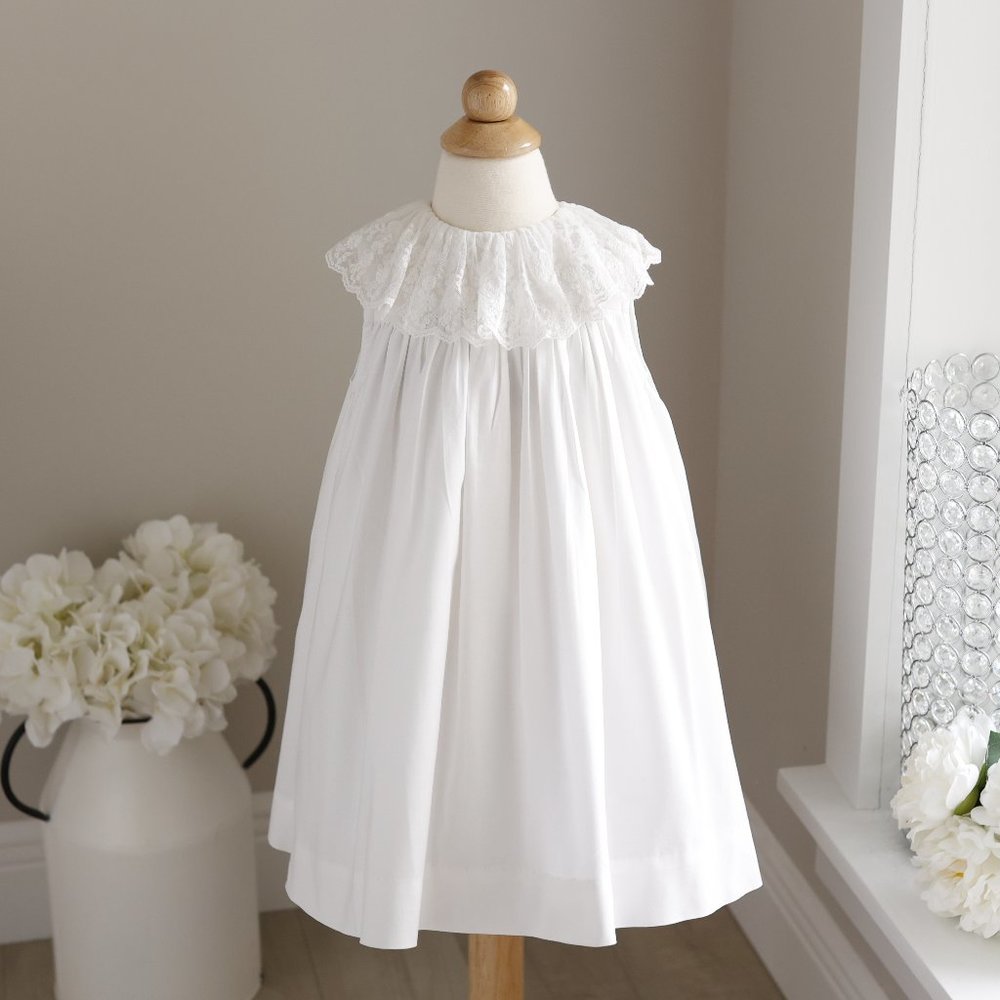 White Cotton Dress A-Line Embroidered Lace Collar Bailey Boys Boutique 24 Months